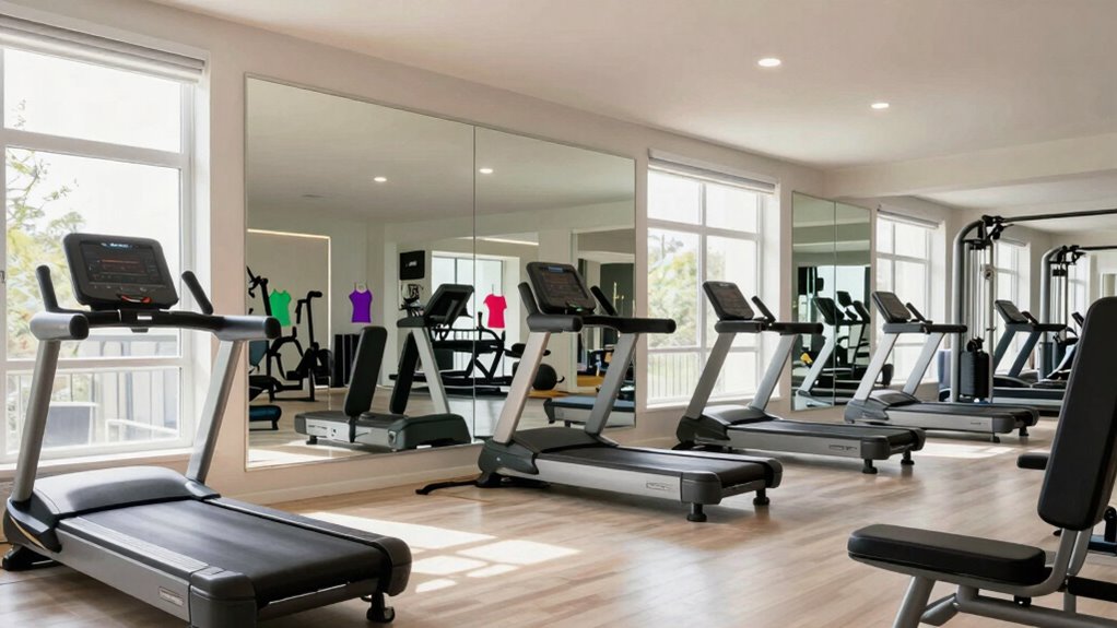 reflective gym room transformation