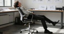 unusual drafting chair posture