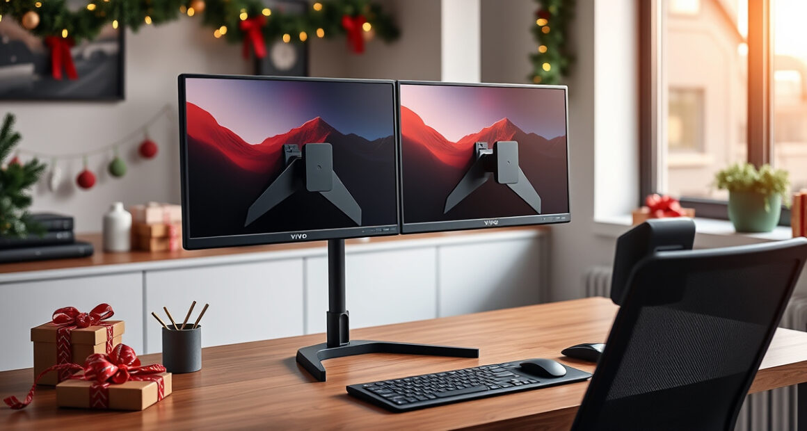 VIVO Dual Monitor Desk Mount: A Holiday Desk Upgrade